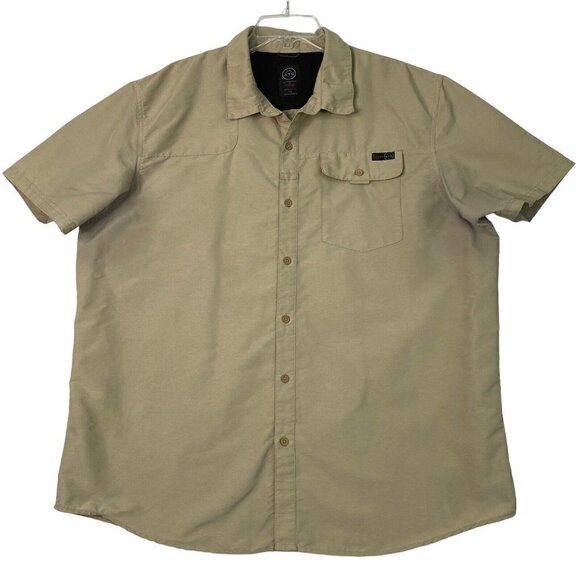 Wrangler All Terrain Gear Men's Size XXL Button Front Fishing Outdoor Shirt Tan - Picture 2 of 4